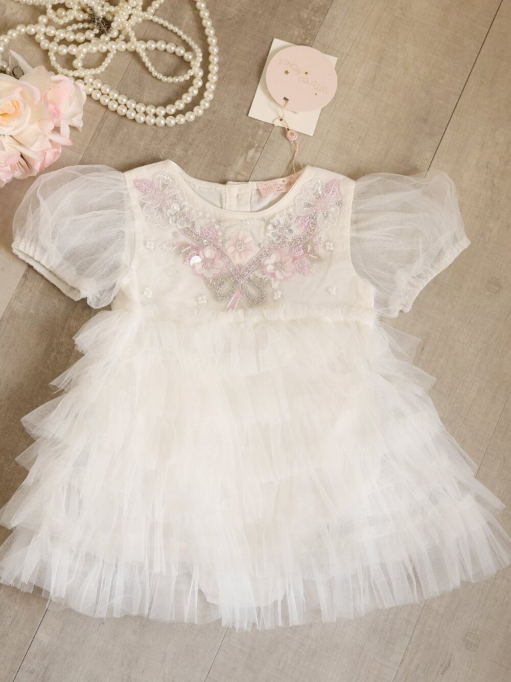 Tutu Du Monde White Tulle Dress Bebe Flower Girl Portraits Special Occasions NWT